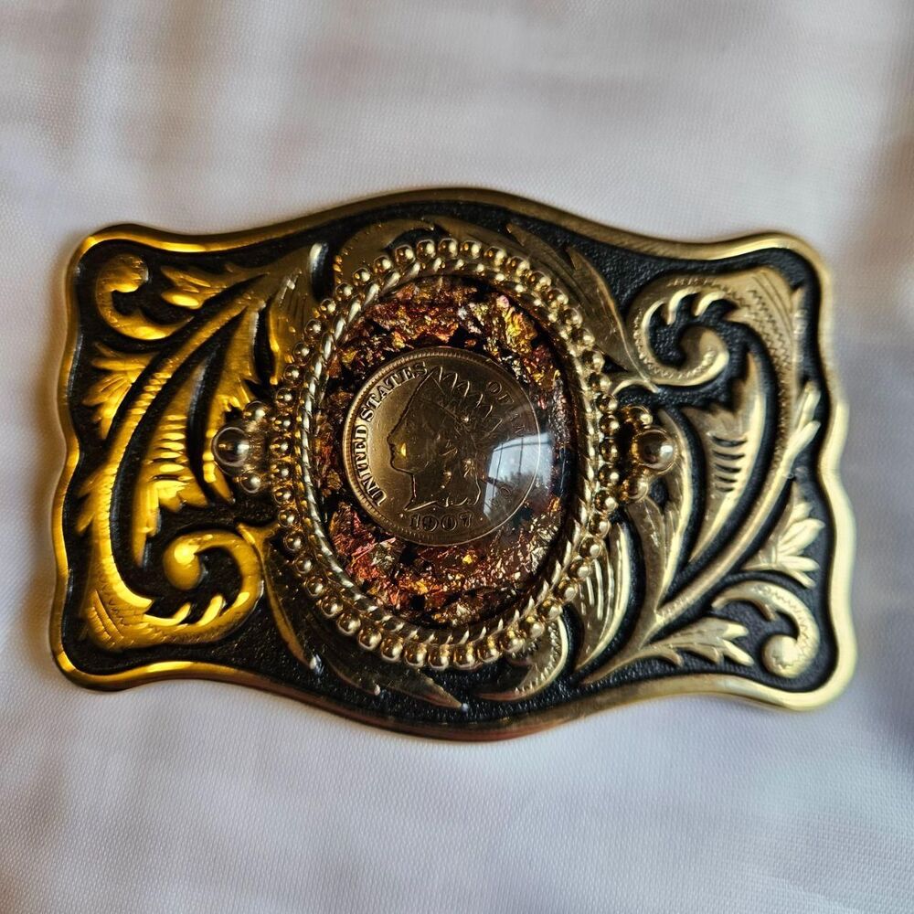 Western Indian Head Penney Belt Buckle